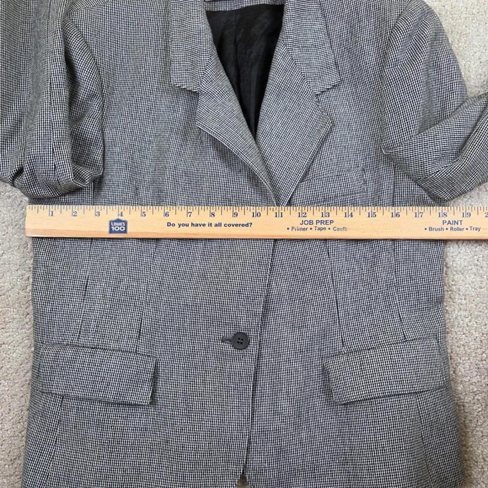 Evan-Picone Blazer Houndstooth Womens 12 Black White Vintage Jacket Made in USA